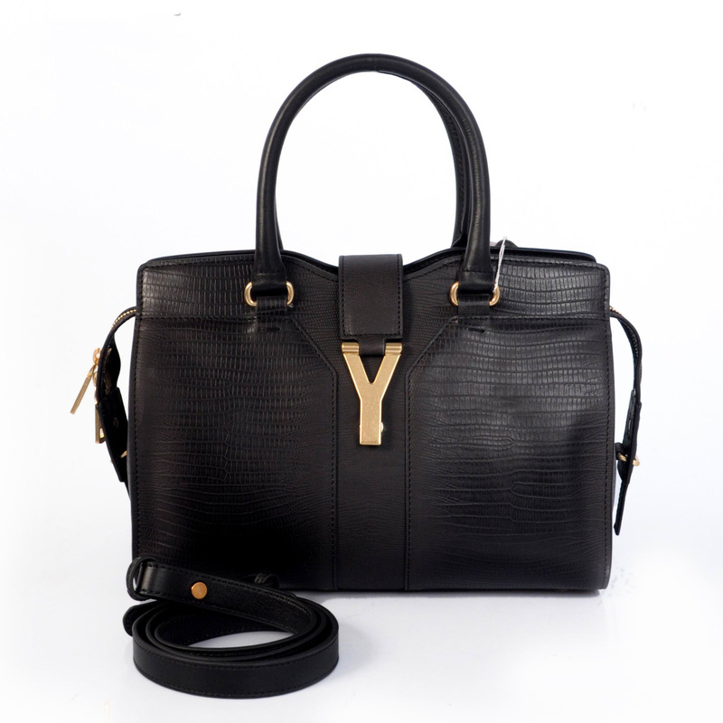 8220 YSL Cabas Chyc in pelle di lucertola tote borsetta 8220 nero